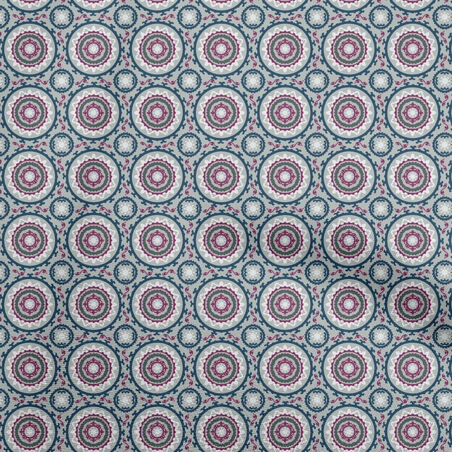 oneOone Polyester Spandex Gray Fabric Asian Suzani Craft Projects Decor Fabric Printed By The Yard 56 Inch Wide