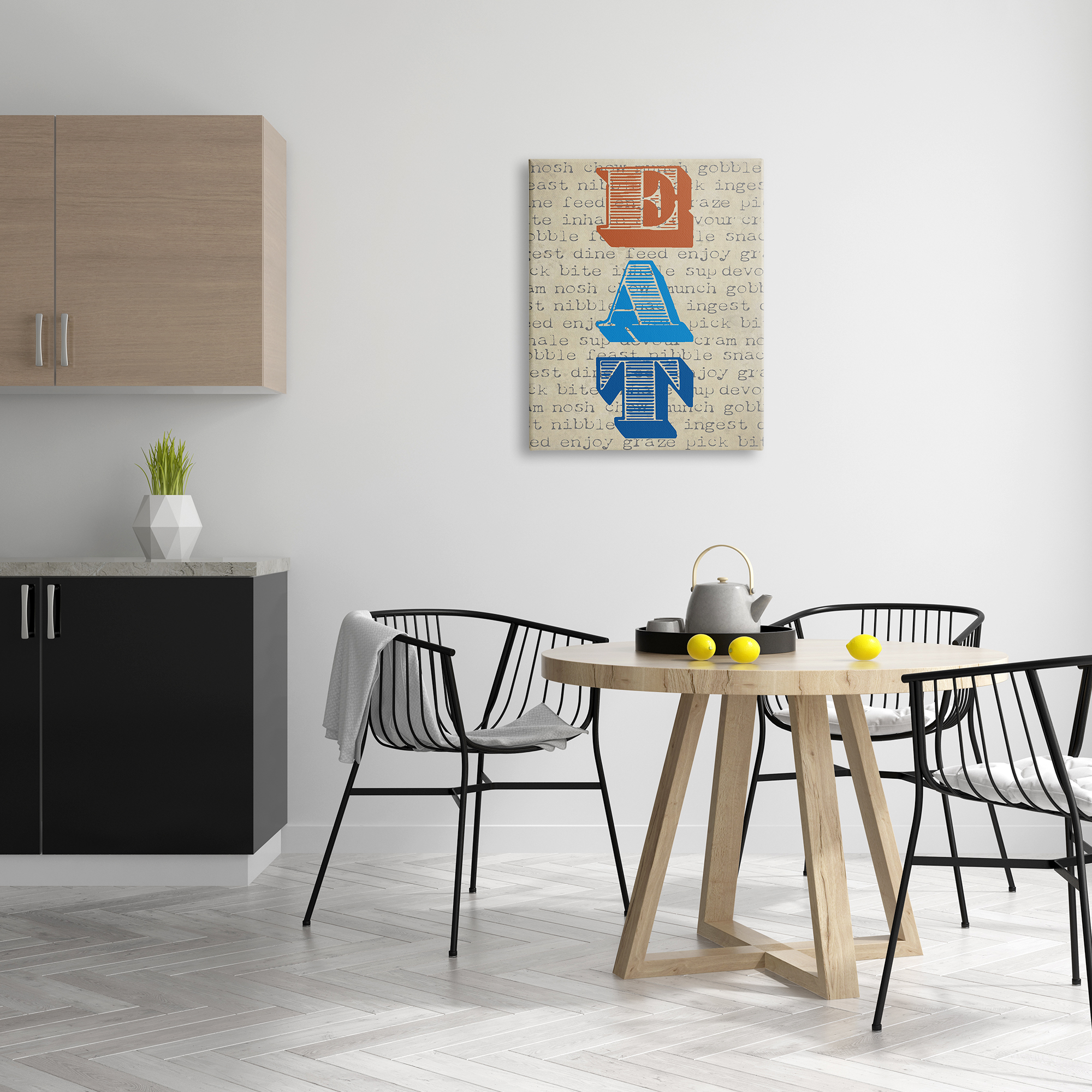 Stupell Industries Eat Vintage Striped Stamp Lettering Kitchen Sign Graphic Art Gallery Wrapped Canvas Print Wall Art, Design by Graffitee Studios