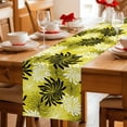 thumbnail image 5 of Yellow Black Flowers Table Runner 48 Inches, Modern Abstract Blooms Floral Bed Runner Dresser Scarves Tabletop for Indoor Outdoor Parties/Ceremony/Banquet, 13" x 48", 5 of 9