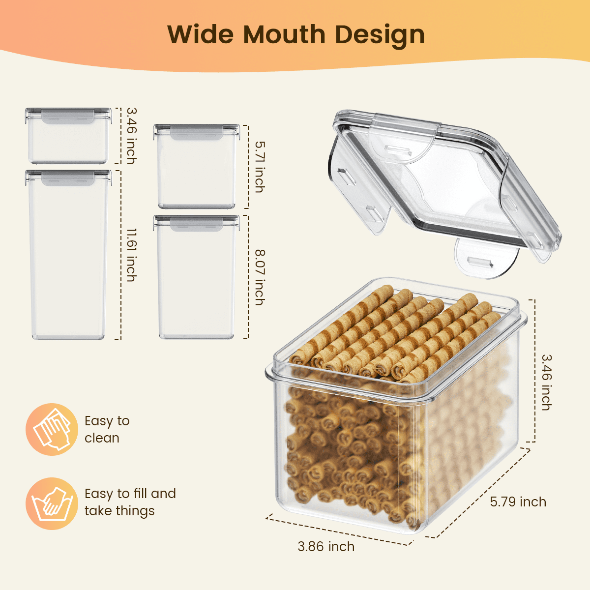 Decklen Airtight Food Storage Containers with Lids, 24 Pcs Plastic Kitchen and Pantry Organization Canisters for Cereal, Dry Food, Flour and Sugar, BP