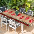 thumbnail image 2 of Christmas Table Cloths for 8 Foot Rectangle Tables, Xmas Balls Snowflakes Trees Red Plaid Wooden Patio Waterproof Elastic Fitted Tablecloths, Washable Rectangular Table Cover for Camping, 2 of 8