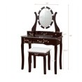 thumbnail image 2 of Gymax Vanity Table Set w/10 Light Bulbs and Touch Switch Makeup Dressing Table Brown, 2 of 10
