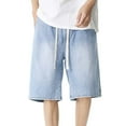 thumbnail image 3 of Lroveb Mens Denim Shorts Baggy Summer Jean Shorts Work Casual Beach Casual Bermuda Shorts with Pockets Light Blue, 3 of 8