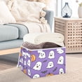 thumbnail image 3 of Yayeee Collapsible Cube Storage Bin with Lid Fabric Closet Decorative Basket with Handles, Halloween Ghosts Purple, 3 of 7
