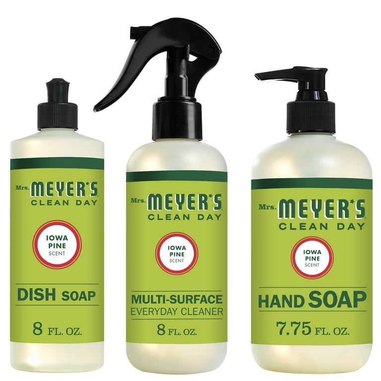 Mrs. Meyer's Clean Day Kitchen Basics Set, Iowa Pine, 3 ct: Dish Soap (8 fl oz), Hand Soap (7.75 fl oz), Multi-Surface Everyday Cleaner (8 fl oz)