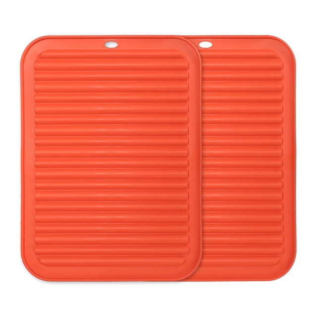 Uxcell 2 Pcs Salvamanteles de Silicona para Ollas y Sartenes Calientes, Alfombrillas Resistentes al Calor de 12x9" Soportes Multifuncionales para Ollas y Platos Calientes, Encimeras, Posavasos, Rojas