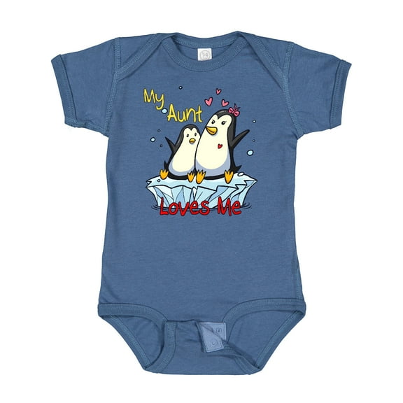 Inktastic My Aunt Loves Me Penguin Boys or Girls Baby Bodysuit