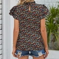 thumbnail image 3 of Birdeem Blouse Mode Femme Manches Courtes Col en V Ample Manches Bouffantes Imprimé, 3 of 5