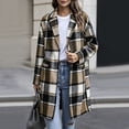 thumbnail image 2 of Tqcoqu Long Wool Blend Jacket for Women, Hooded Plaid Coat Oversized Button Down Shacket 2026 Fall Winter Casual Warm Trench Coats, 2 of 9