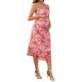 thumbnail image 4 of Vestido de maternidad para mujer INSPIRE CHIC, con malla, fruncido en los lados, tipo bodycon, tirantes de espagueti, vestido de embarazo para invitada de boda, floral rojo, talla XL, 4 of 6