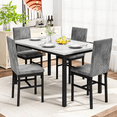 thumbnail image 2 of Stmoze Dining Table and Chairs Set for 4,  Faux Marble Kitchen Table Set with 4 Velvet Dining Chairs, 5 Pieces Rectangle Dining Table Set, Modern Dining Room Set for Small Space, White+Gray, 2 of 8