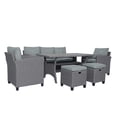thumbnail image 5 of 6-Piece Patio Furniture Set, 63" Wicker 3 Seat Couch & Two Single Sofa Chair & 2 Cushioned Ottomans & 56" Center Table, Outdoor Conversation Set for Garden Backyard, 5 of 9