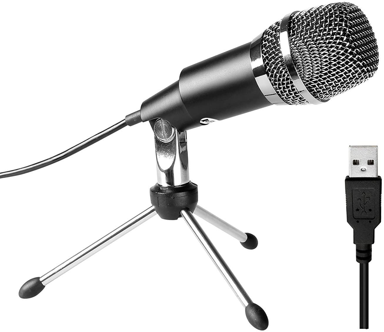 USB Microphone for Computer Compatible with Windows/Mac Condenser Microphone Plug &Play Desktop Podcast Microphone for Gaming Recording Streaming Videos Chatting Skype YouTube