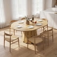 thumbnail image 2 of HOMCOM Table à Manger Extensible 43 Pouces-59 Pouces Ronde à Ovale Table de Cuisine Naturelle, 2 of 10