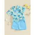 thumbnail image 4 of Aojekbee Toddler Boys Summer Shorts Sets Short Sleeve Tropical Tree Print Shirt and Drawstring Shorts Sets, 4 of 10