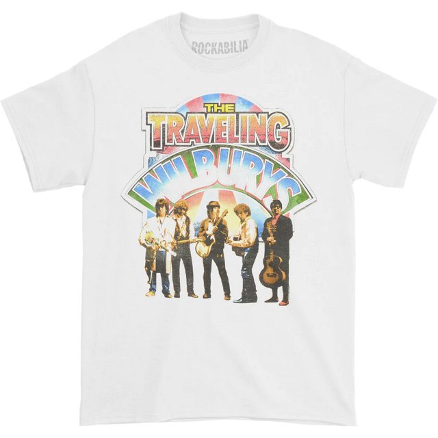 The Traveling Wilburys - Camiseta Foto de la Banda de Algodón para Adultos Unisex (Blanco)