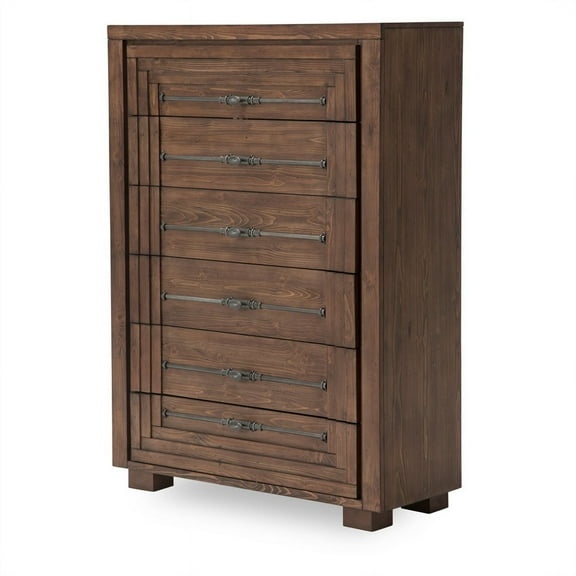 Michael Amini Carrollton 6-Drawer Chest in Rustic Ranch Brown