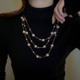 thumbnail image 3 of LYMAYTER Metal Necklace Ladies' Multi - layer Faux Pearl Sweater Necklace - Lightweight, 3 of 7