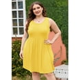 thumbnail image 2 of SHOWMALL Plus Size Summer Dress for Women Bright Yellow 1X Casual Sleeveless Scoop Neck Flowy Dress Sun Beach Boho Elegant Girls Babydoll Swing Dresses with Pockets, 2 of 10