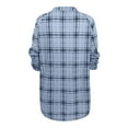 thumbnail image 6 of USSUMA Roll Up Sleeve Women Tops Dressy Casual Plus Size Button Up Loose Trendy T-Shirt Shirts Plaid Color Block Tunics Top Plus Size for Women V Neck Fall Female Blouse Long Sleeve, 6 of 6