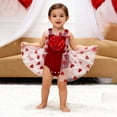 thumbnail image 2 of CAICJ98 Baby Girl Valentines Outfits Cute Lace Sleeveless Tulle Romper Dress Bodysuit Infant Newborn Summer Clothes (Red,6-9 Months), 2 of 2