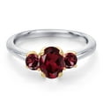 thumbnail image 3 of Gem Stone King 10K Two Tone Gold Red Rhodolite Garnet Engagement Ring for Women | 1.34 Cttw | Oval 7X5MM | Gemstone January Birthstone | Size 6, 3 of 6