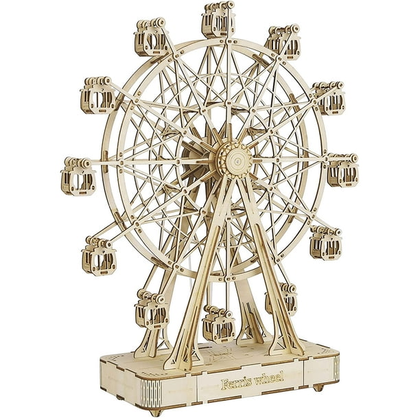 ROKR 3D Wooden Puzzles Ferris Wheel Music Box Model to Build Building Kit 