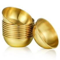 GOOHOCHY 10Pcs Golden Round Stainless Steel Sauce Dishes for Housewarming and Families