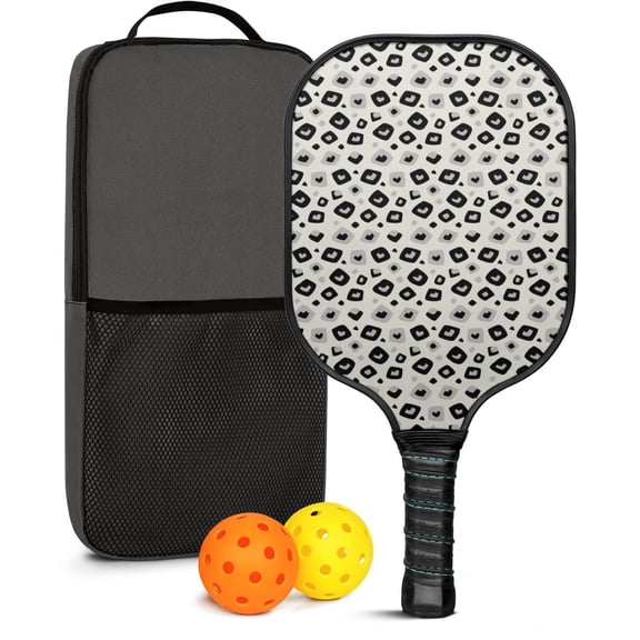 Pickleball Paddles Set Of 1, Fiberglass Surface, Animal, Leopard Print, 1 Paddle, 2 Balls & Bag