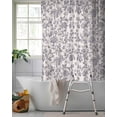 thumbnail image 2 of Split Shower Curtain for Transfer Bench, Haze Blue Leaf Fabric Shower Curtains for Bathroom, Retro Farmhouse Plant Floral Branch Tub Sliding Transfer Bench Waterproof Bath Curtains 72"x84", 2 of 9