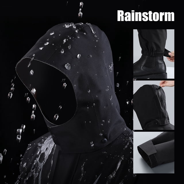 Rain Suit, 190T Polyester Pongee Men's Motorcycle Raincoat with Reflective Strip for Riding