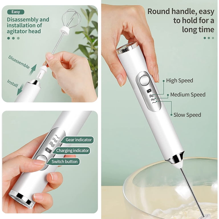 BN-LINK Handheld Milk Frother USB Rechargeable, White photo 2