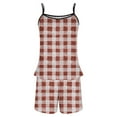 thumbnail image 4 of Aobny Red Pj Sets for Women Thin Plus Checkered Cami Set Short Sleeveless Halter Wide-Leg Woman Pajama Set,XL, 4 of 5