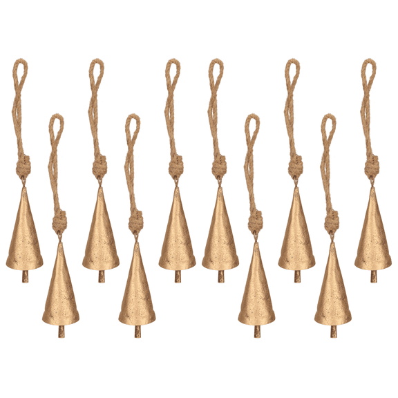Vivanta Gold Sleigh Bells Small Jingle Bell Ornaments Xmas Decor, Crafting Supplies 10s
