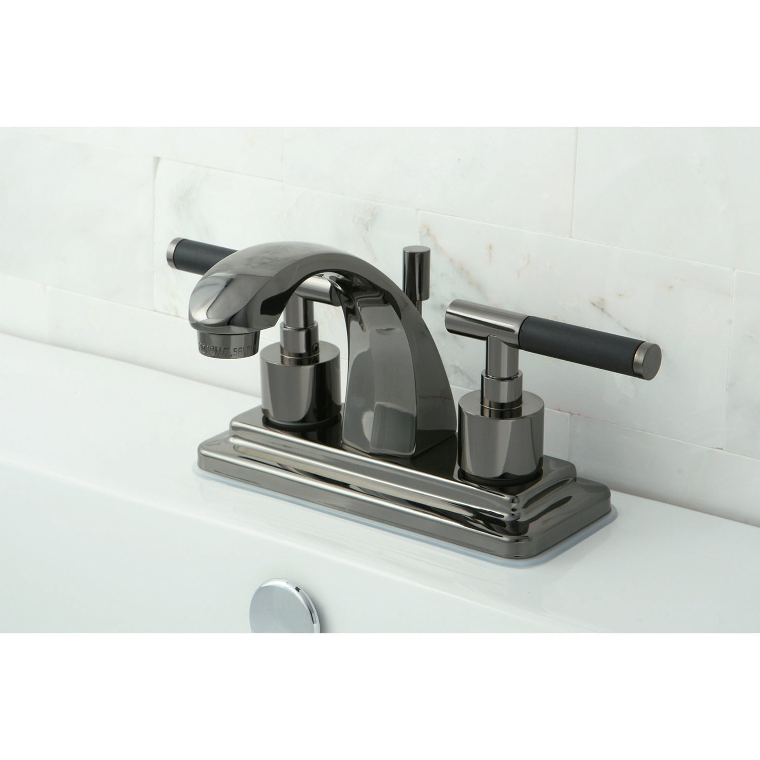 Kingston Brass NS4640DKL 4 in. Centerset Bathroom Faucet, Black Stainless Steel