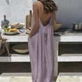 thumbnail image 1 of TaTaai Ladies Casual Loose Fit Backless Maxi Dress Solid Color Sleeveless Round Neck Loungewear with Pockets Gift, 1 of 9