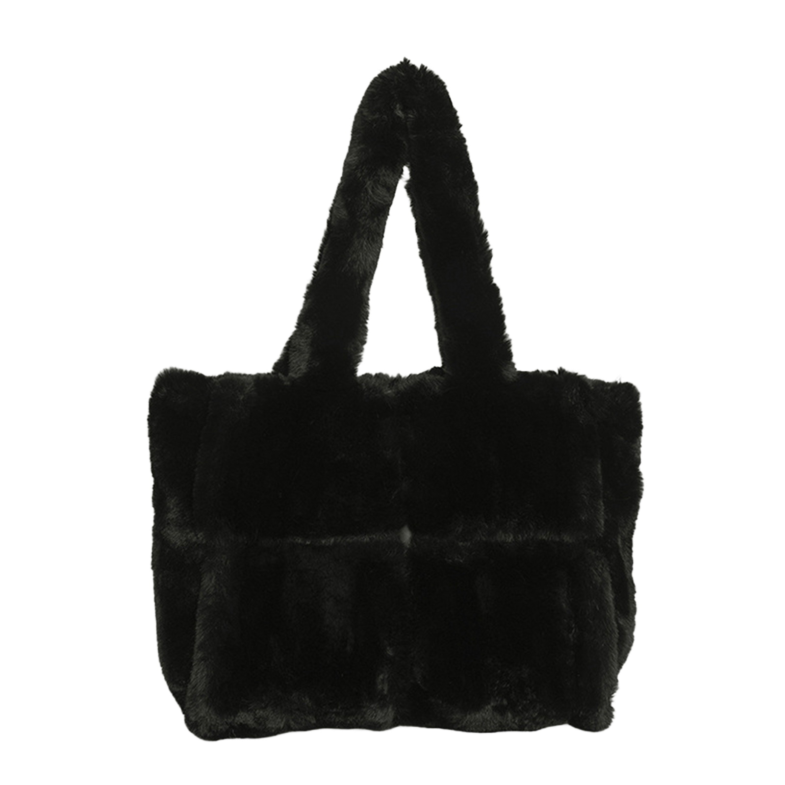 KGJQ Fluffy Tote Bag, Large Fur Purses for Women Winter Fuzzy Totes Plush Shoulder Handbag