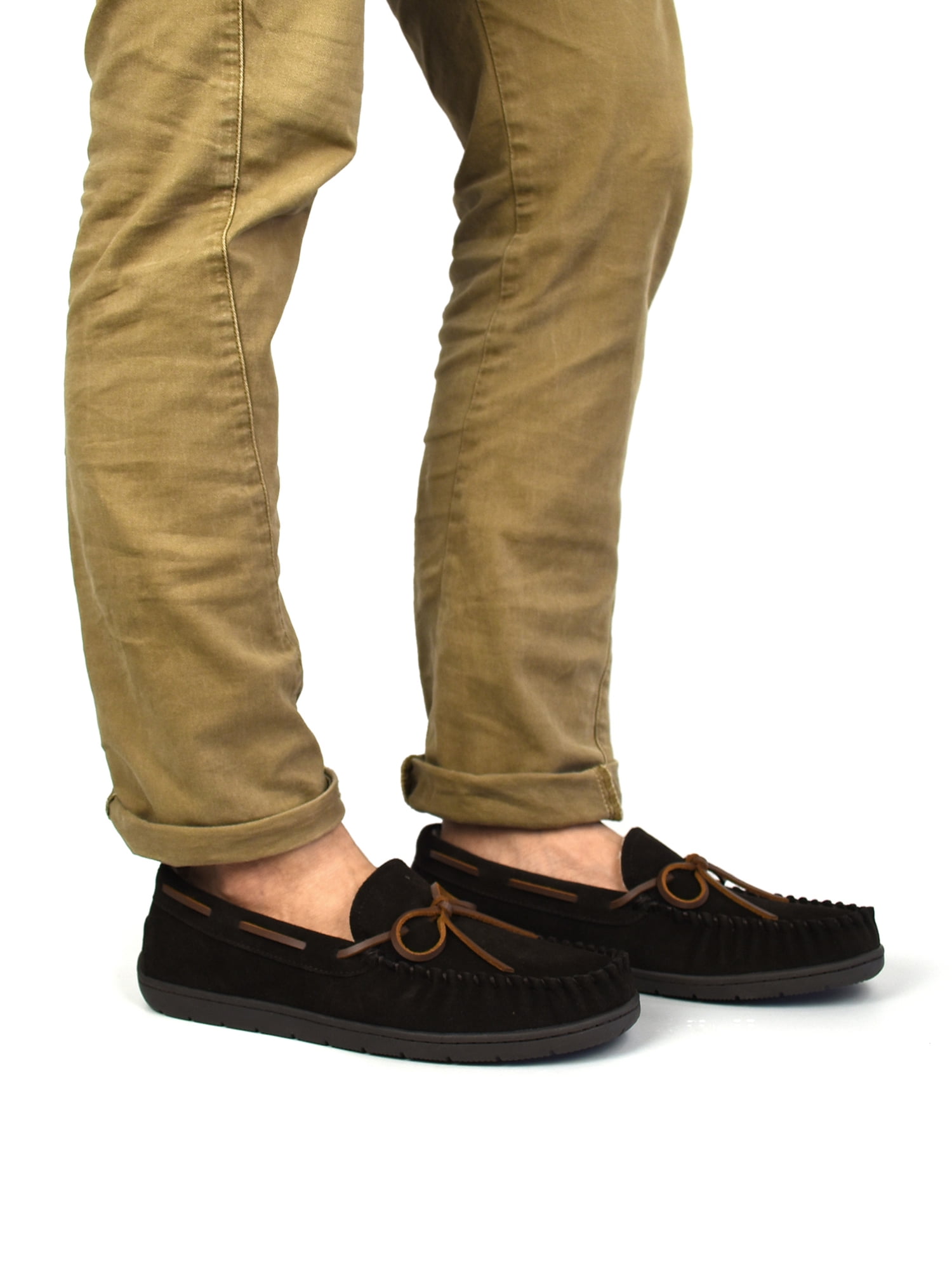 George Men's Genuine Suede Trapper Moccasin Slippers