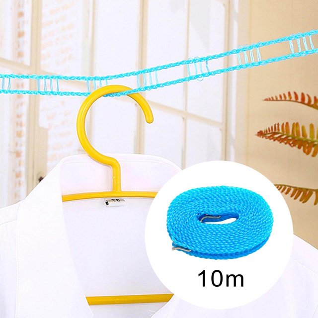 Corde à Linge Extensible Portable pour Accessoires de Jardin, Cintre, Accessoires de Camping, VR, Bleu, 1000 cm