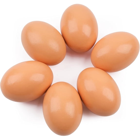 WarmFuPalace 6Pcs Fake Eggs Brown Wood Nest Eggs for Craft Decorate Get hens to Lay Egg Chicken Coop Accessories