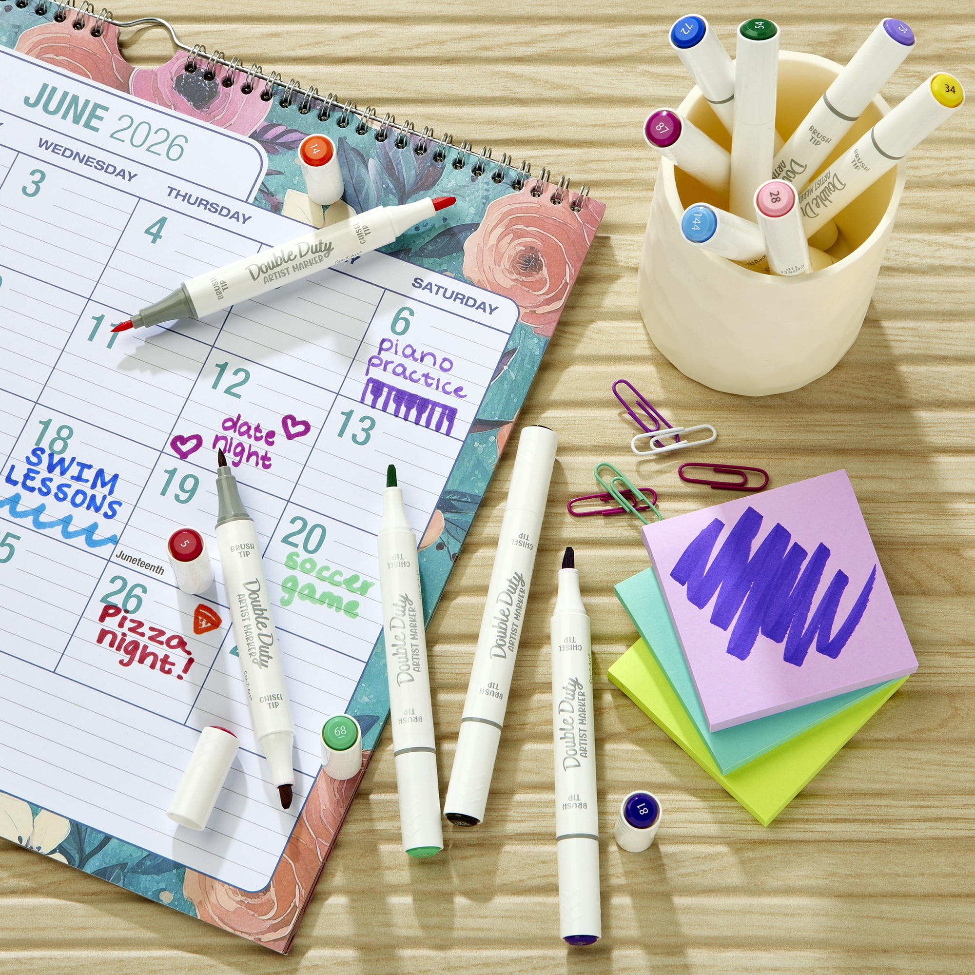 Cra-Z-Art Double Duty 12-Count Dual-Tip Alcohol Markers, Brush & Chisel Tips