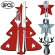 thumbnail image 2 of Porta cubiertos navideño, cuchillo, tenedor, cuchara, bolsa de bolsillo, estrellas, árbol, alce, funda para vajilla, decoración para mesa de cena de fiesta de Navidad de Año Nuevo, 2 of 5