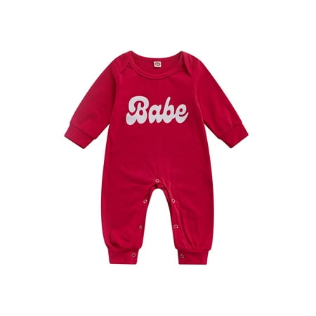 

IZhansean Casual Baby Boy Girl Romper Babe Letter Printed Long Sleeve Autumn Jumpsuit Clothes Red 9-12 Months