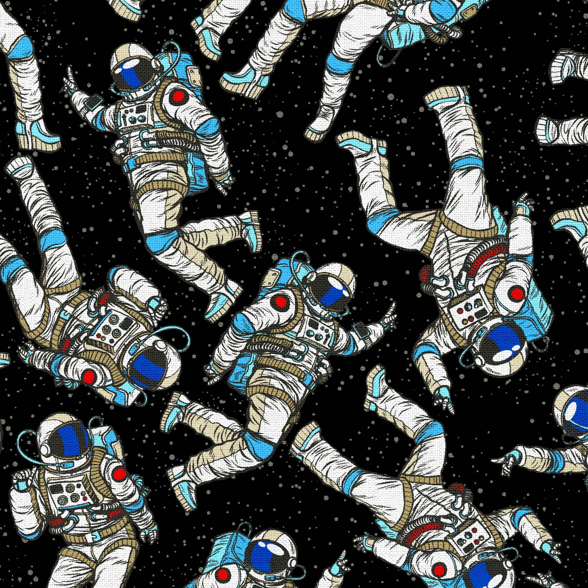 Fabric Editions 18" x 42" Cotton Astronaut Half Yard Precut Sewing & Craft Fabric, Black 1 Piece
