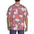 thumbnail image 3 of KLL Rose Flowers Print Men's Shirt Short Sleeve Button Down Summer Cuba Beach Shirts- Large, 3 of 5