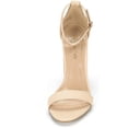thumbnail image 2 of BURUDANI Women Ankle Strap Open Toe Chunky High Heel Sandals Wedding Party Heel Shoes Nude/Nubuck Size 5, 2 of 3