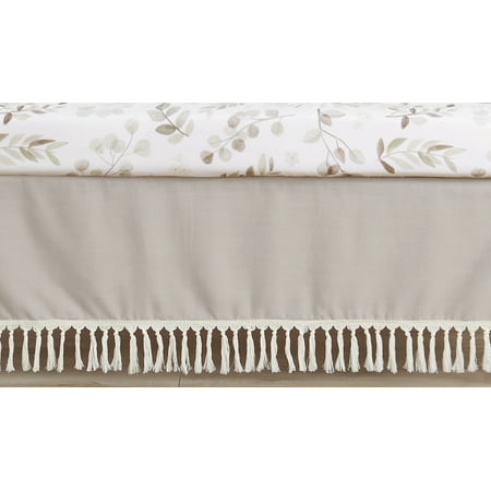UPC: 0846480085485 | Boho Botanical Leaf Linen Dust Ruffle Crib Skirt by Sweet Jojo Designs