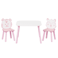 thumbnail image 5 of Coowa Wooden Kids Table and 2 Chairs Set, 3-Piece Toddler Desk with Cute Animal Backrest, Multi-Functional Play & Study Furniture for Bedroom, Preschool or Home Use, Pink & White, 5 of 8