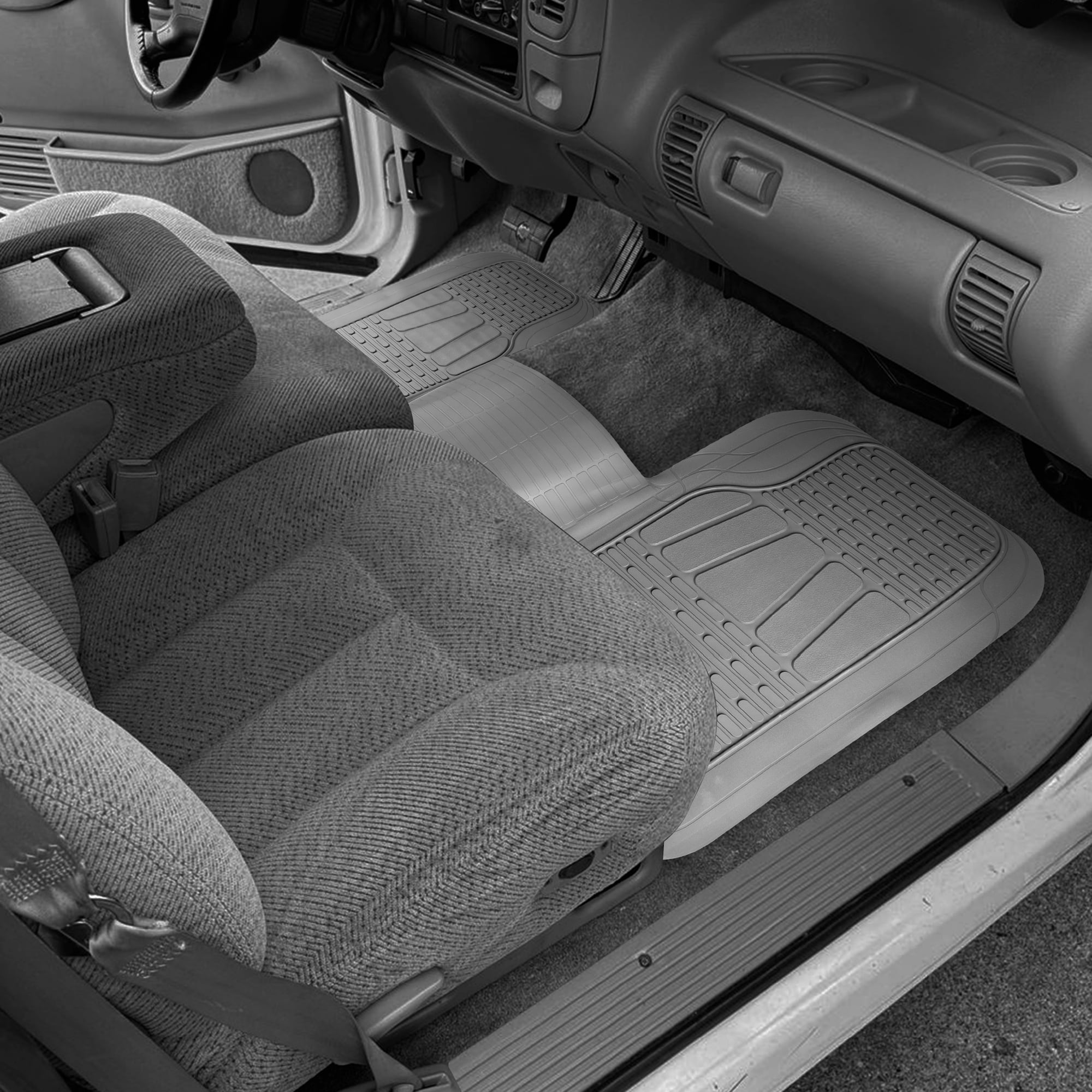 Motor Trend WingRunner Complementary Rubber Rear Floor Mats Liners for 2nd or 3rd Row, All Weather Protection Universal Design for Trucks Cars Sedan SUV