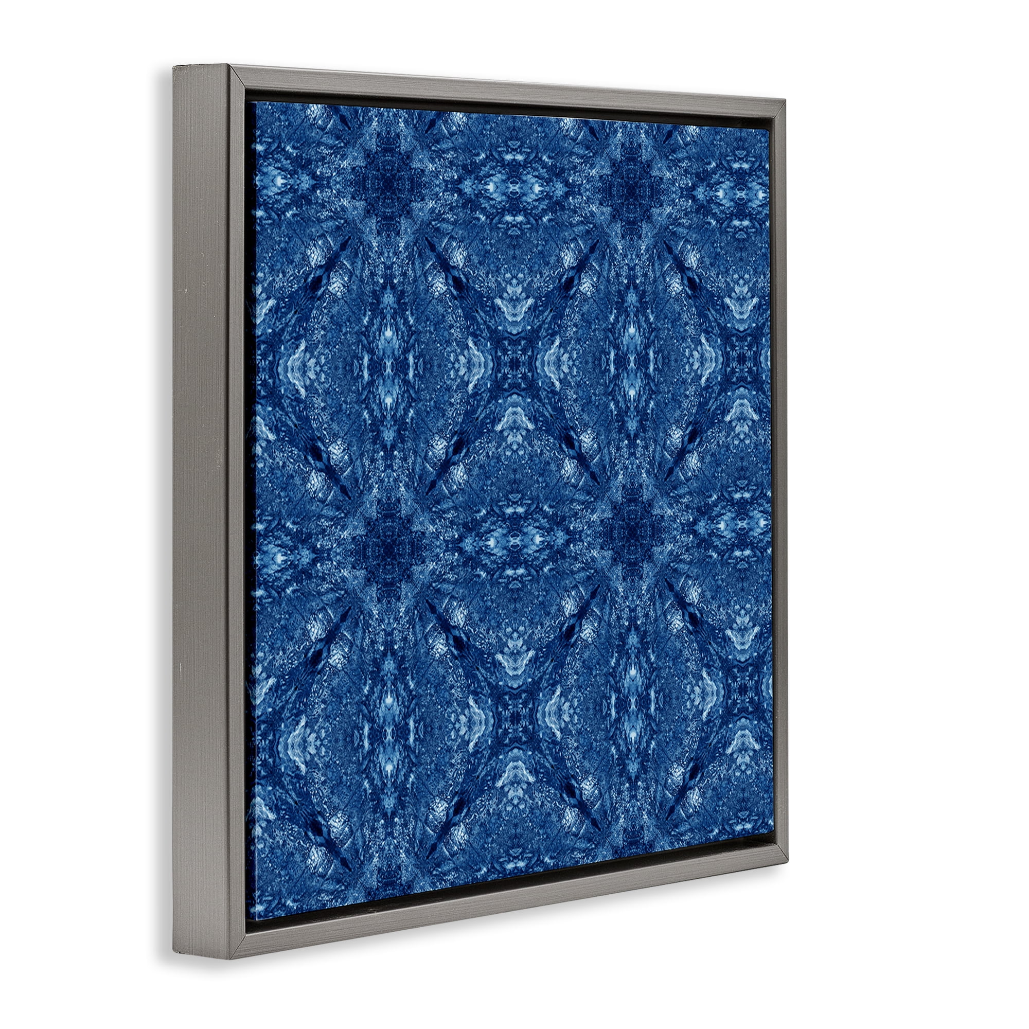 Stupell Industries Patterned Mosaic Tile Abstract Painting Gray Floater Framed Canvas Art Print Wall Art, 18 x 18